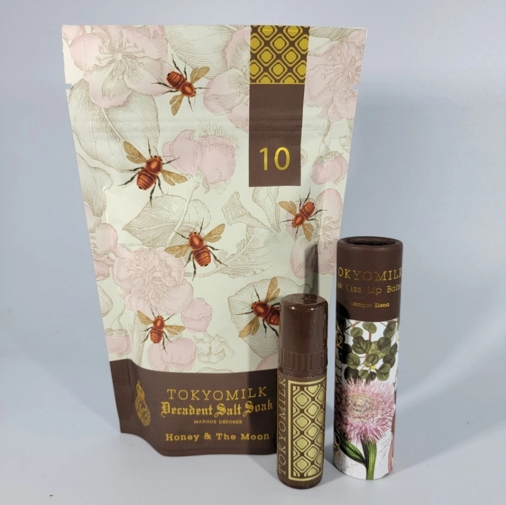 Tokyomilk Set Margot Elena Honey & The Moon Bath Salt and Black Cherry Lip Balm